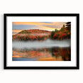Extra large abstract art print of colorful, textured scenery, ideal for living room decor, framed in black with mat.