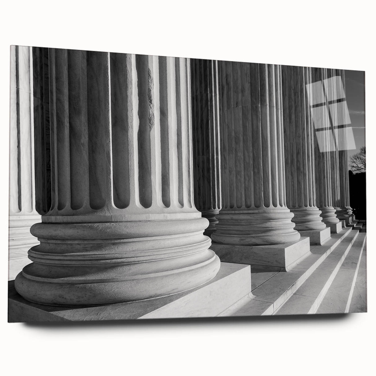 Acrylic print of Washington D.C. Capitol with soft gray and blue tones, ideal for bedroom or dining room art.