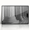 Large abstract wall art of the Washington DC Capitol in muted gray tones, framed in black acrylic.