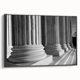 Black and white framed canvas of the Washington DC Capitol, ideal for bedroom wall art in a vintage poster style.