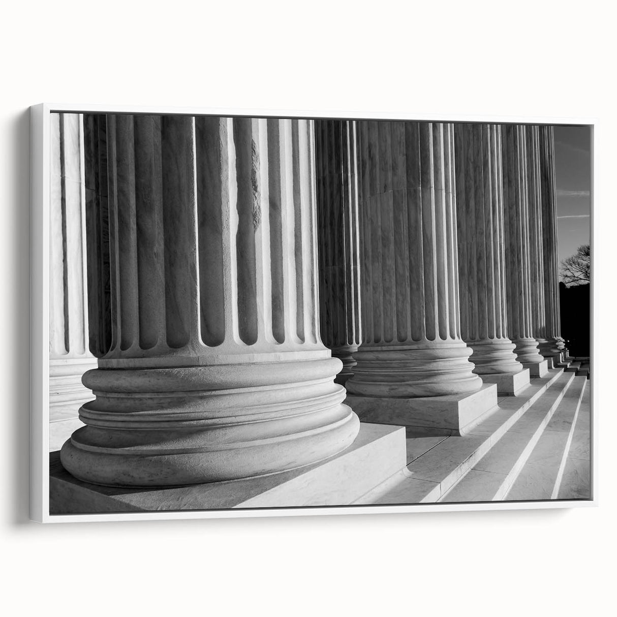 Framed canvas vintage poster art of Washington D.C. Capitol in muted colors, ideal for living room decor.