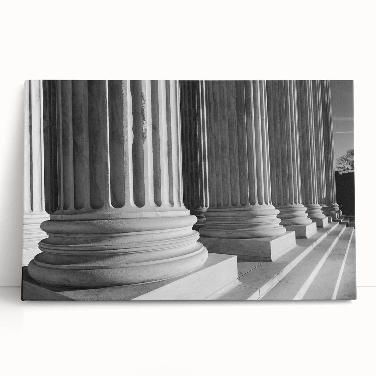 Black and white stretched canvas of the U.S. Capitol, ideal for kitchen wall art.