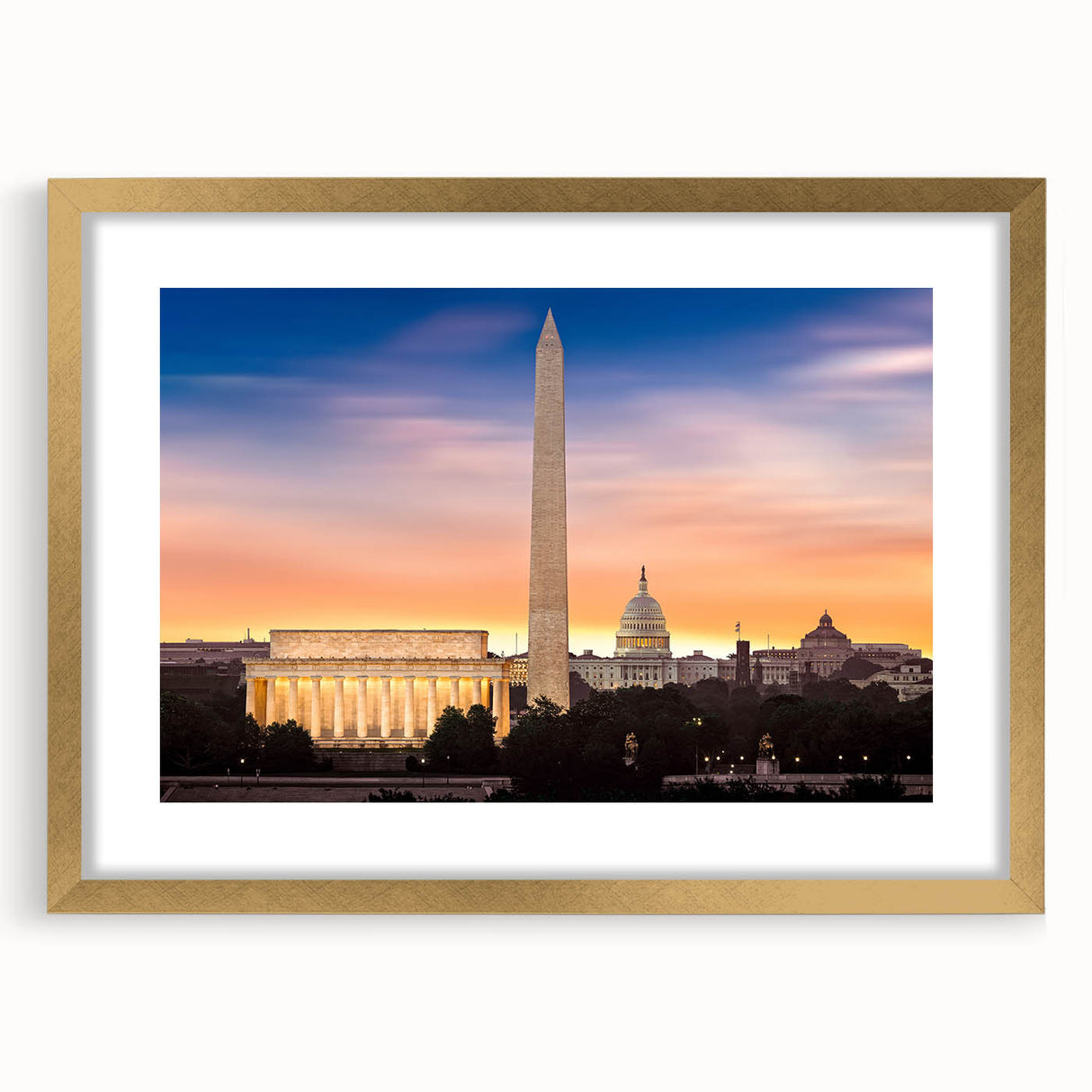Extra large wall art featuring a textured abstract print of the Washington DC Lincoln Memorial in muted gray tones.