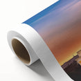 Art deco poster of Washington DC Lincoln Memorial in muted tones on rolled canvas.