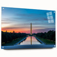 Acrylic glass print of Washington DC monument in muted gray tones, suitable for bedroom or dining room decor.