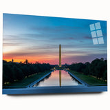 Acrylic print of Washington DC monument in muted gray tones, suitable for bedroom or dining room decor.
