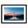 Abstract art print of Washington DC monuments in vibrant, colorful hues on a large, textured canvas.