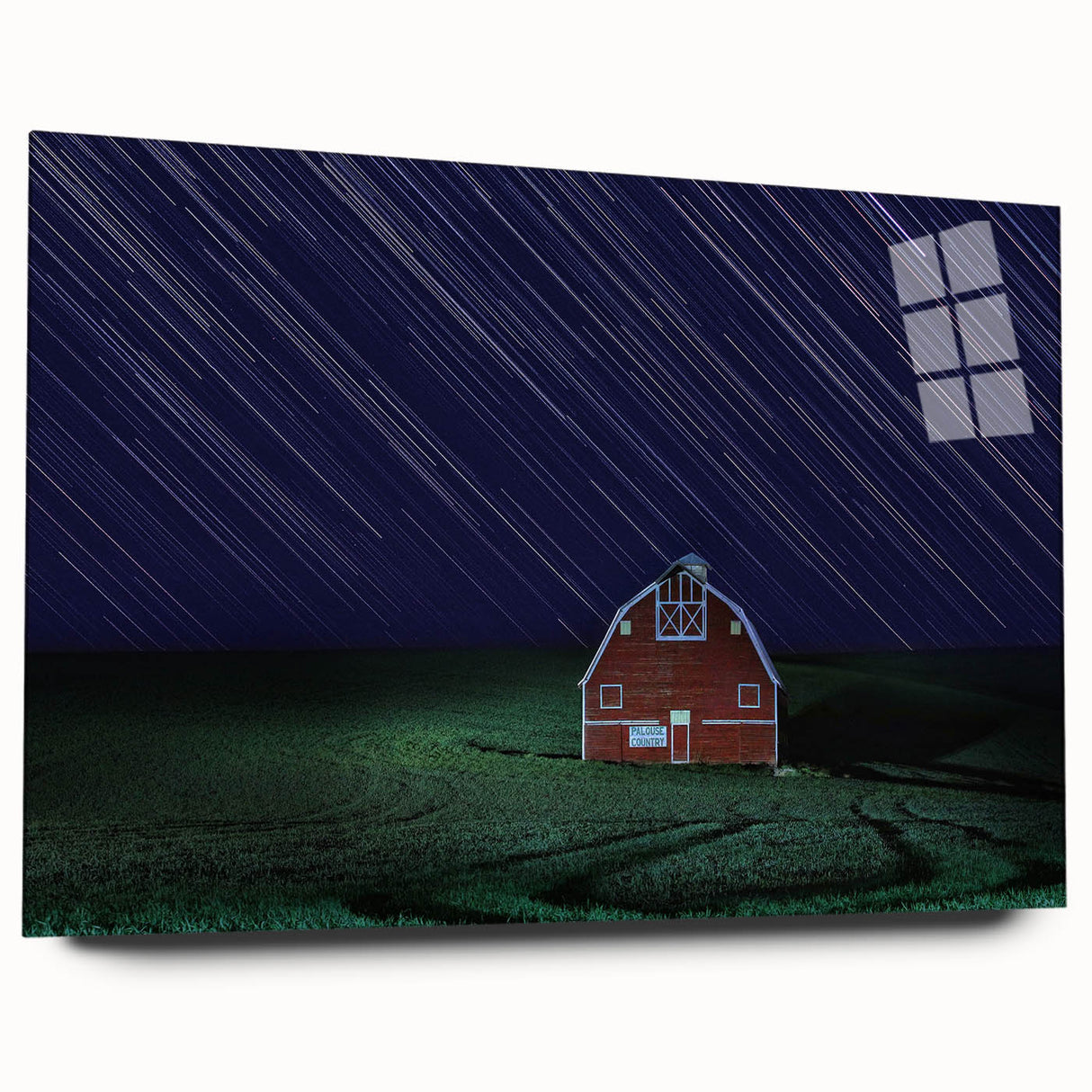 Large abstract wall art of Palouse, Washington in muted earth tones on acrylic glass.