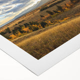 Art deco poster of Grand Tetons landscape in muted earth tones on rolled canvas, ideal for dining room wall art.