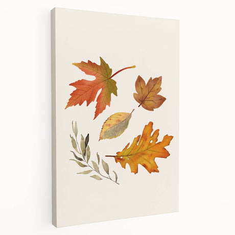 Abstract depiction of autumn in warm orange and red tones on a large stretched canvas, suited for kitchen wall art.