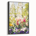 Black and white framed canvas depicting a vintage landscape painting, ideal for bedroom wall art.