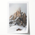 Rolled canvas print featuring a winter-themed floral art in muted blue and white tones.