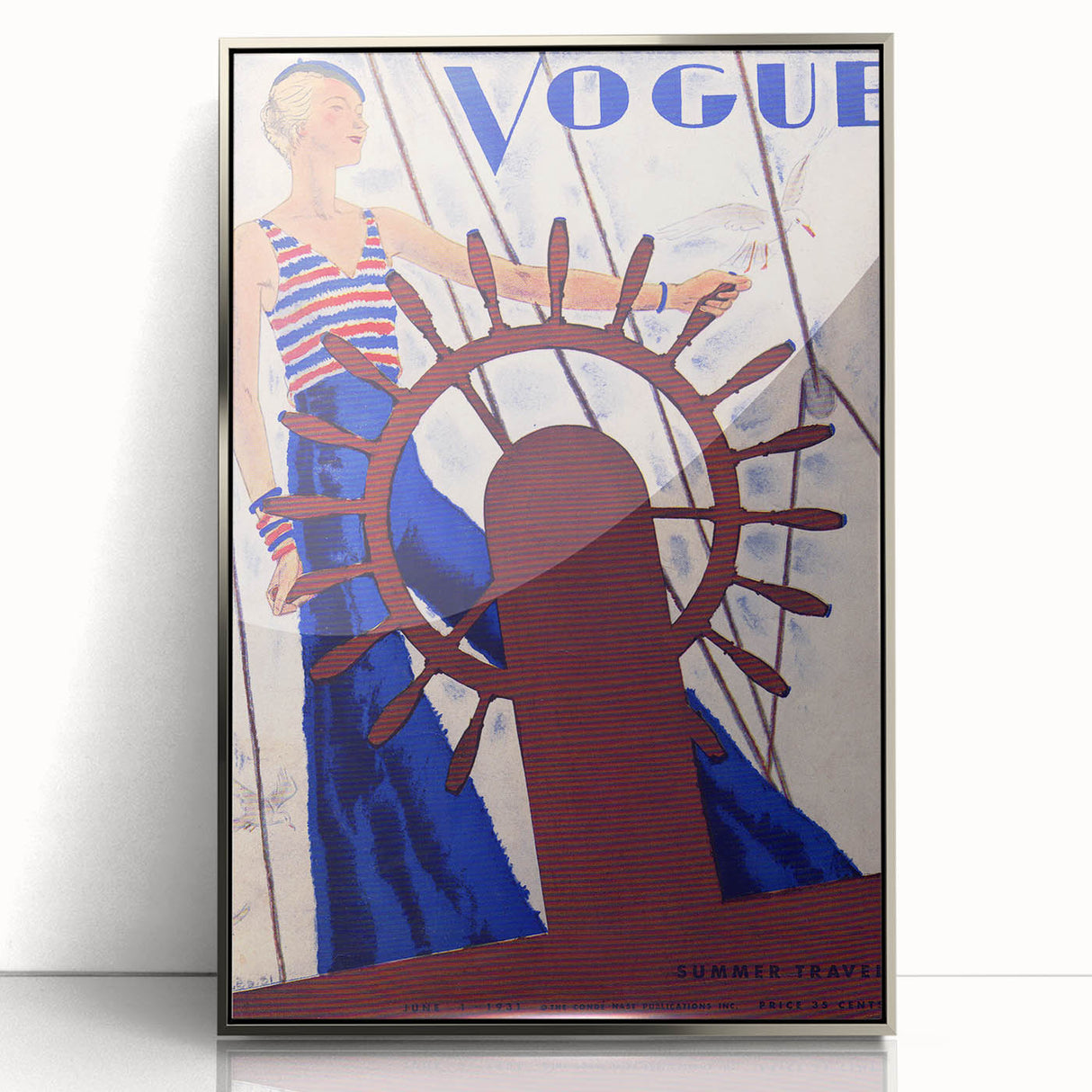 Vogue Canvas Art - Nautical 1931 Fashion Illustration Wall Decor