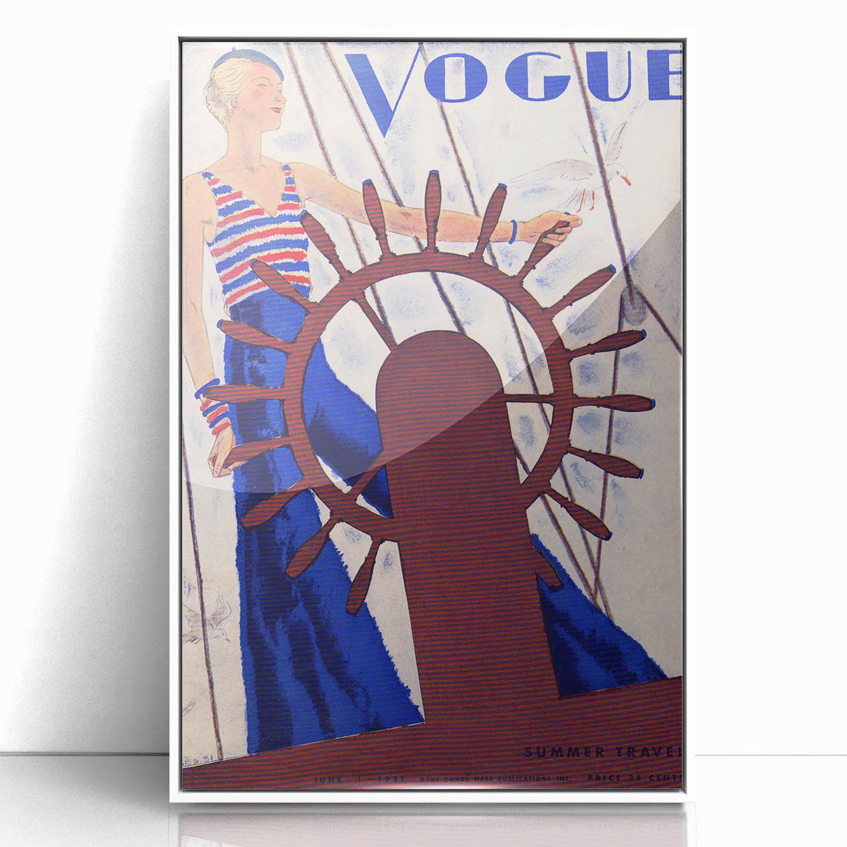 Vogue Canvas Art - Nautical 1931 Fashion Illustration Wall Decor