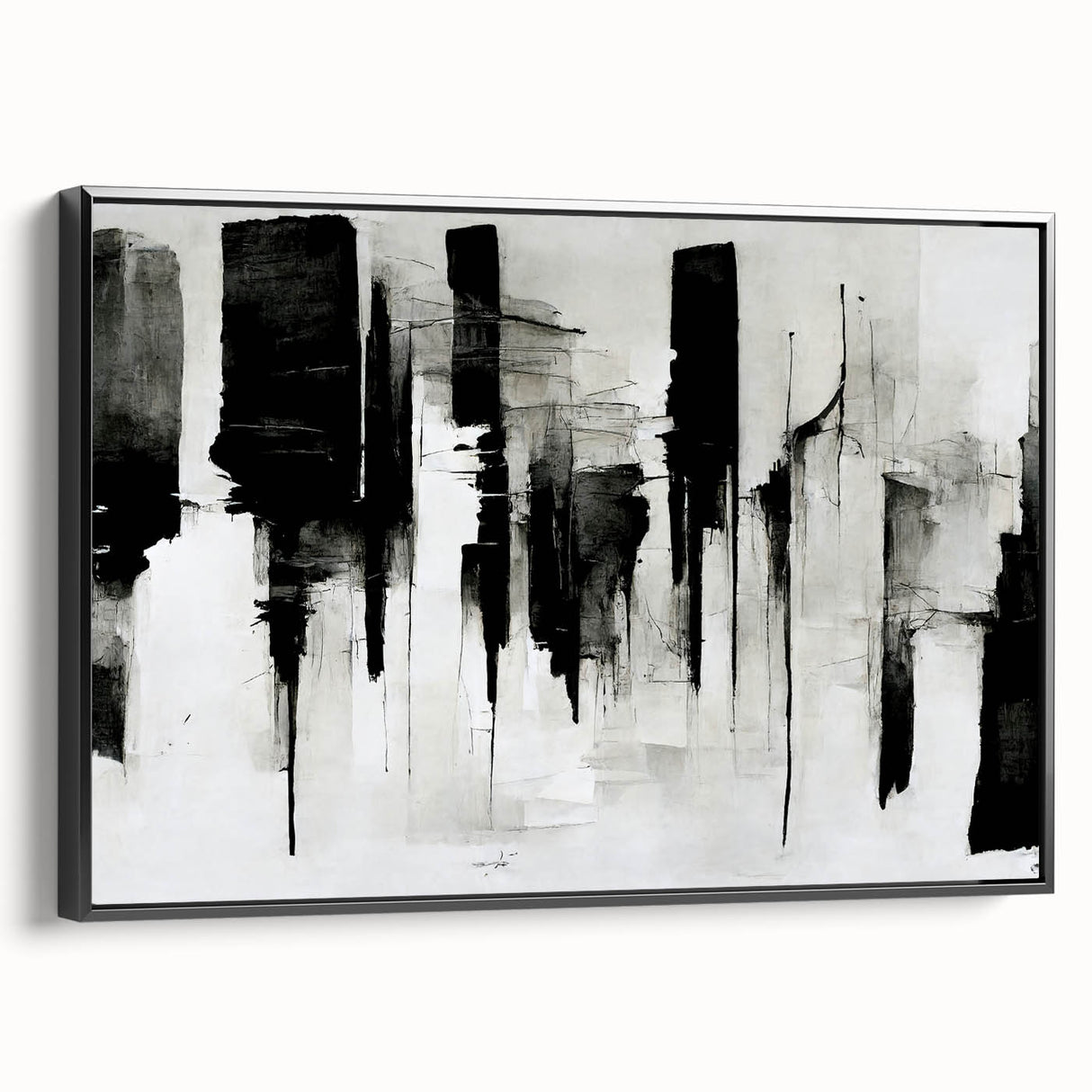 Acrylic Bedroom Wall Art – Abstract Black & White Cityscape Print