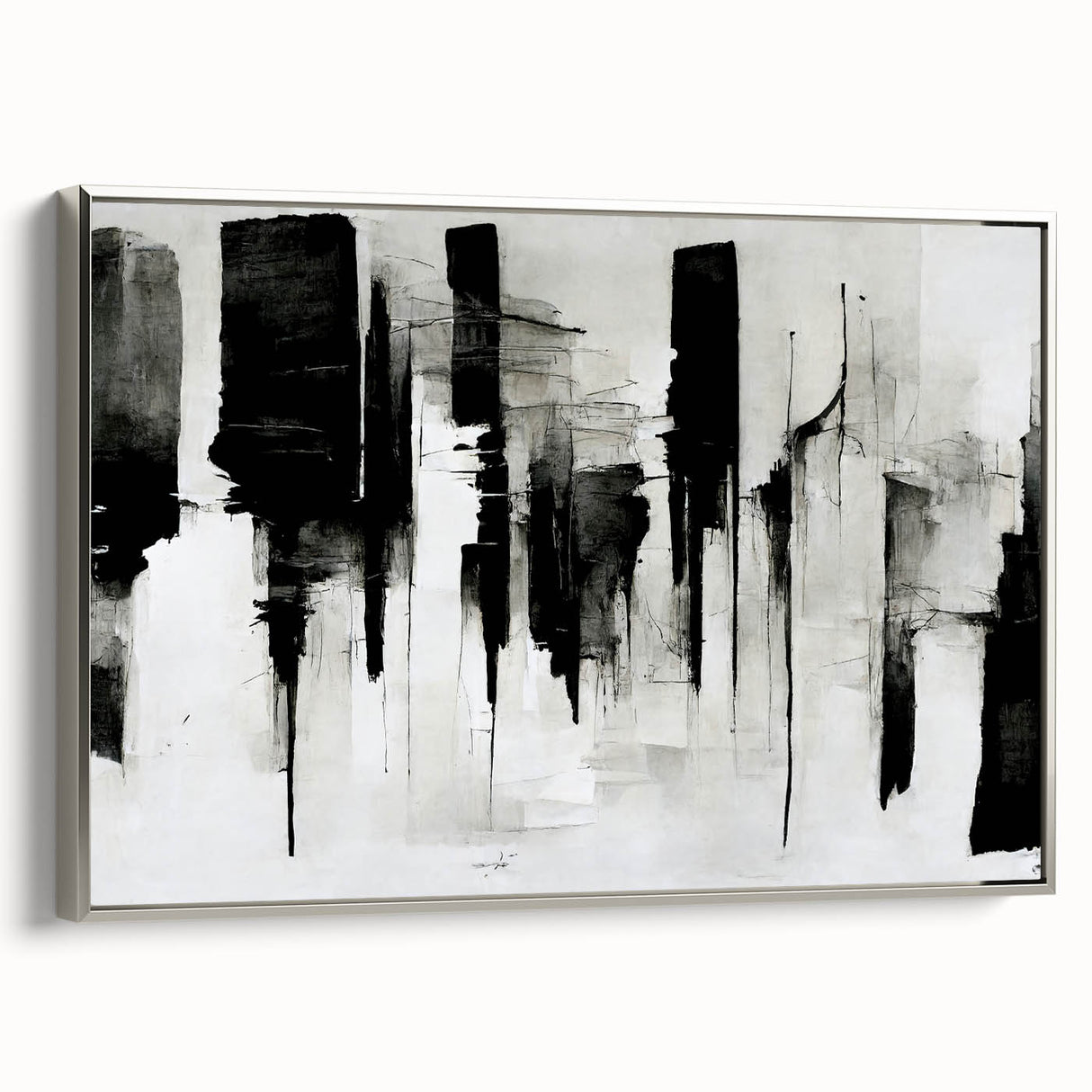 Acrylic Bedroom Wall Art – Abstract Black & White Cityscape Print