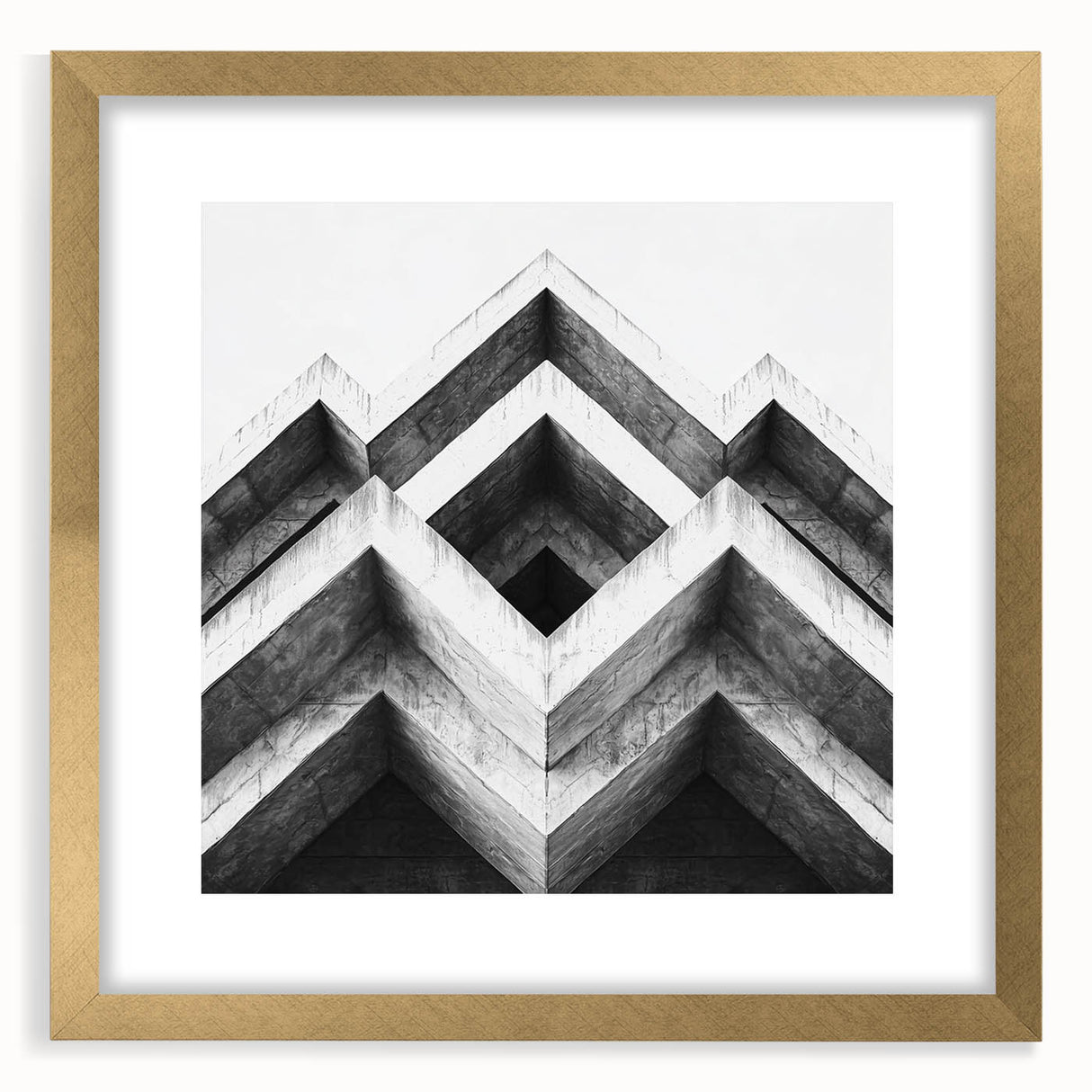Extra large abstract art print featuring textured swirls in gold and black, framed with a mat, ideal for living room decor.