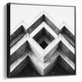 Black and white framed canvas featuring a vintage-style architectural landscape, ideal for bedroom wall art.