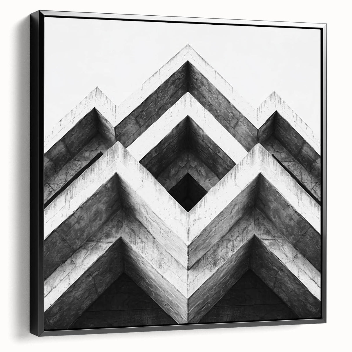 Black and white framed canvas featuring a vintage-style architectural landscape, ideal for bedroom wall art.