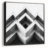 Black and white framed canvas featuring a vintage-style architectural landscape, ideal for bedroom wall art.
