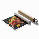 Extra large rolled print featuring a variety of detailed floral designs in soft pastel shades.
