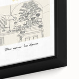 Extra large black wall art on canvas featuring colorful, textured food and drink motifs, ideal for living room decor.