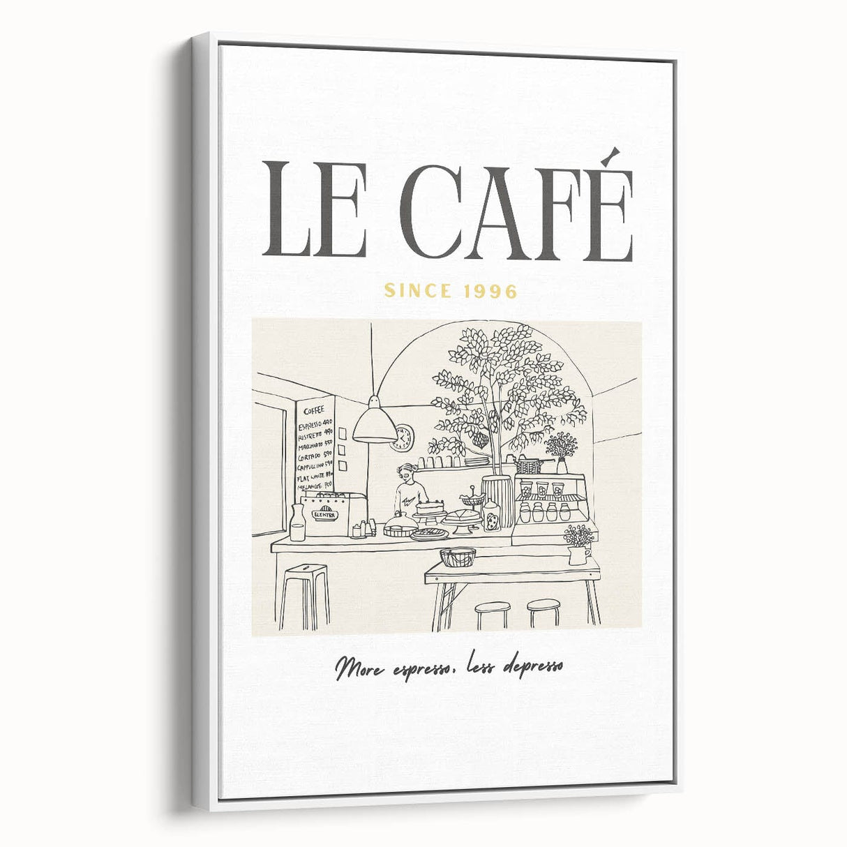 Extra large vintage poster art on framed canvas featuring vibrant, colorful food and drink motifs.