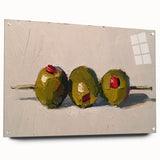 Acrylic print of colorful abstract fruit design, ideal for dining room decor.