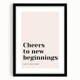 Cheers to New Beginnings - New Year's Eve Wall Art Print