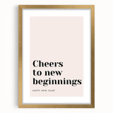 Cheers to New Beginnings - New Year's Eve Wall Art Print