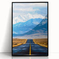 Framed black acrylic wall art showcasing a modern landscape design, emphasizing vibrant colors and intricate details, perfect for contemporary home decor.