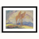 Soft Autumn Meadow - Tranquil Modern Art Print of Birch Trees in Pastels