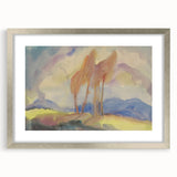 Soft Autumn Meadow - Tranquil Modern Art Print of Birch Trees in Pastels