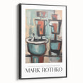 Black and white landscape art painting on framed canvas, featuring a minimalist design, ideal for bedroom wall decor.