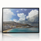 Large abstract wall art depicting an Algerian landscape in muted earth tones on a framed acrylic.