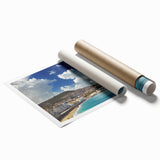 Extra large rolled print of a serene Algerian landscape with soft floral elements in pastel shades.