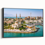 Black and white framed canvas of an Egyptian landscape, ideal for bedroom wall art.