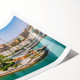 Extra large wall art featuring line art flowers and Egyptian scenery in muted earth tones on rolled print.