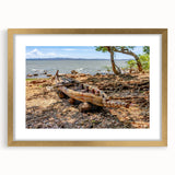 Textured abstract art print depicting Ethiopian scenery in gold frame, ideal for bedroom art.