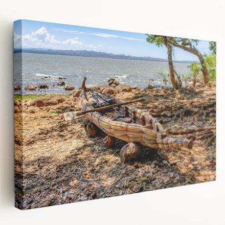Large canvas print of an Ethiopian landscape in earth tones, suitable for kitchen wall art.