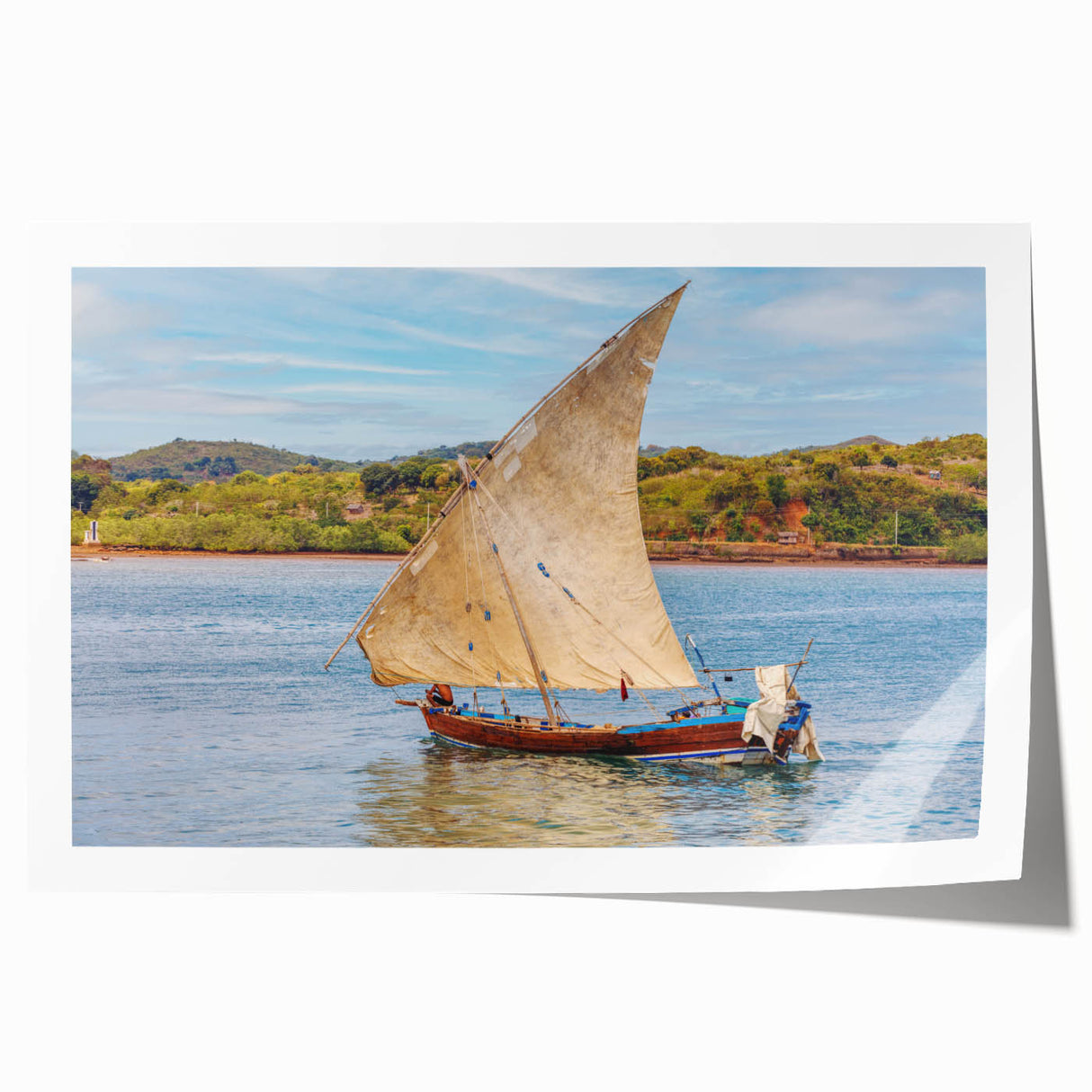 Extra large rolled print of Madagascar scenery with vibrant floral elements, ideal for art wall dining room.
