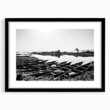 Abstract art print featuring textured, colorful depiction of Mali scenery on a large framed canvas.