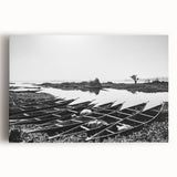 Black and white stretched canvas of African scenery, ideal for kitchen wall art.