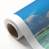 Art deco poster depicting a serene Moroccan landscape in soft pastel shades on rolled canvas, ideal for nursery wall art.