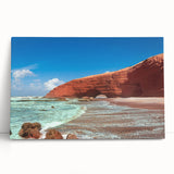 Large black and white photograph on stretched canvas featuring a Moroccan landscape.