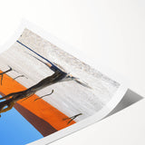 Extra large wall art featuring line art flowers in muted earth tones on a rolled canvas.