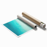 Extra large rolled print of Seychelles scenery with vibrant green and blue tones, ideal for classy bathroom wall art.