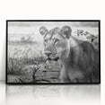 Large abstract wall art depicting African scenery in muted earth tones on a framed acrylic.
