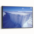 Black and white landscape art painting of Antarctica on a framed canvas, ideal for bedroom wall decor.