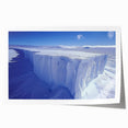 Antarctic landscape with icy mountains and clear skies on a large rolled canvas, suitable for dining room wall art.